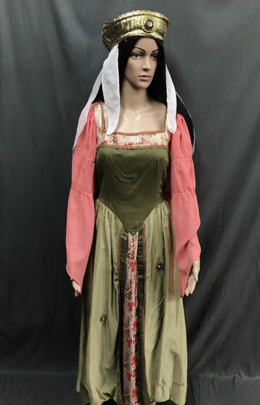 Maiden Apricot and Green Dress - Hire - The Costume Company | Fancy Dress Costumes Hire and Purchase Brisbane and Australia