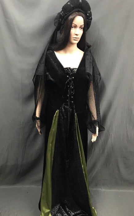 Medieval Black Dress with Chiffon Sleeves - Hire - The Costume Company | Fancy Dress Costumes Hire and Purchase Brisbane and Australia