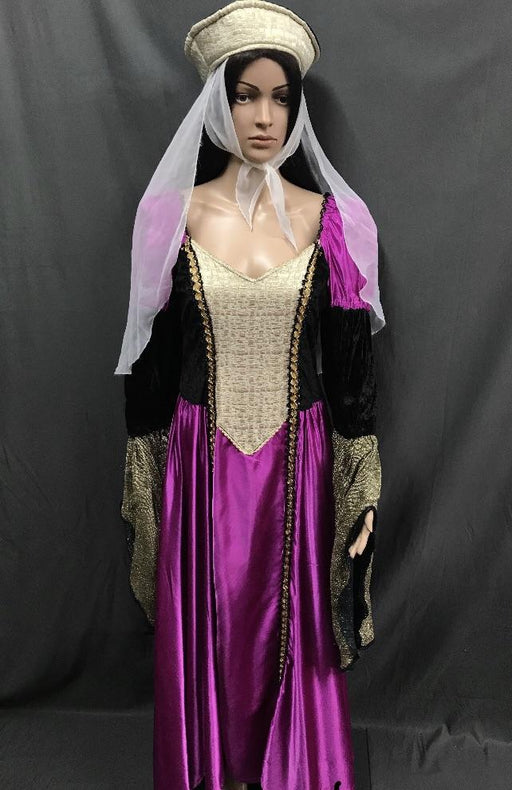Medieval Bright Magenta Dress with Lace Look Bodice - Hire - The Costume Company | Fancy Dress Costumes Hire and Purchase Brisbane and Australia