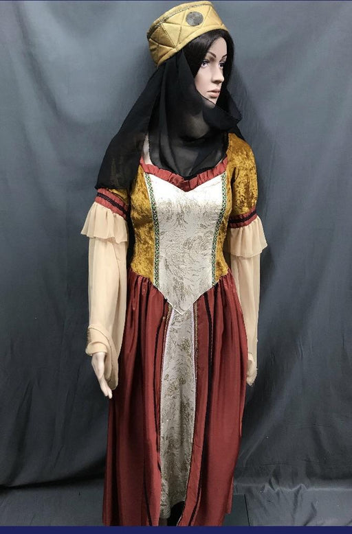 Medieval Burgundy and Cream Noble Lady Dress - Hire - The Costume Company | Fancy Dress Costumes Hire and Purchase Brisbane and Australia