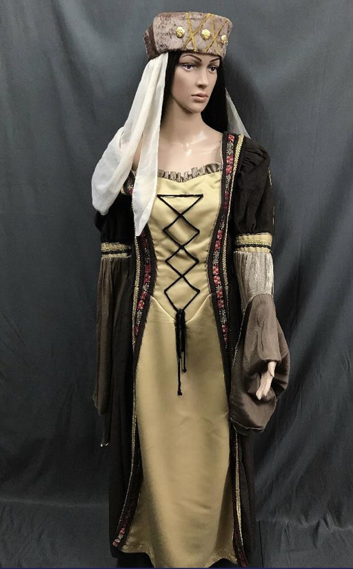 Medieval Gold and Brown Princess Dress - Hire - The Costume Company | Fancy Dress Costumes Hire and Purchase Brisbane and Australia