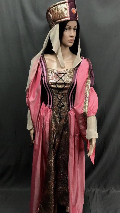 Medieval Pink and Gold Princess Dress - Hire - The Costume Company | Fancy Dress Costumes Hire and Purchase Brisbane and Australia