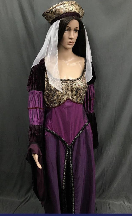 Medieval Plum and Gold Noble Lady Dress - Hire - The Costume Company | Fancy Dress Costumes Hire and Purchase Brisbane and Australia