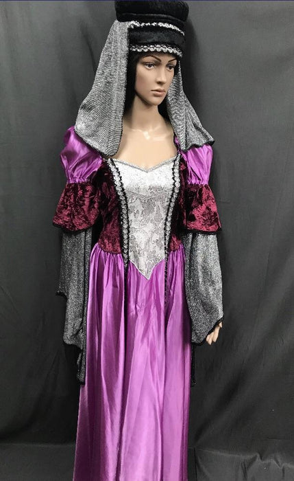 Medieval Purple and Silver Noble Lady Dress - Hire - The Costume Company | Fancy Dress Costumes Hire and Purchase Brisbane and Australia
