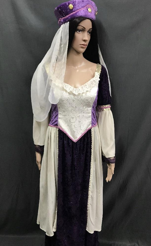 Medieval Purple and White Noble Lady Dress - Hire - The Costume Company | Fancy Dress Costumes Hire and Purchase Brisbane and Australia