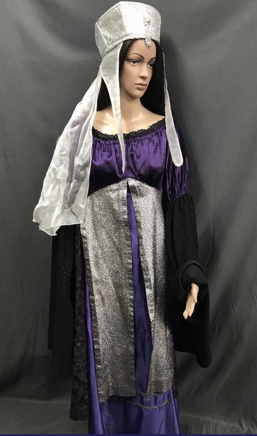 Medieval Purple, Black and Silver Noble Lady Dress - Hire - The Costume Company | Fancy Dress Costumes Hire and Purchase Brisbane and Australia