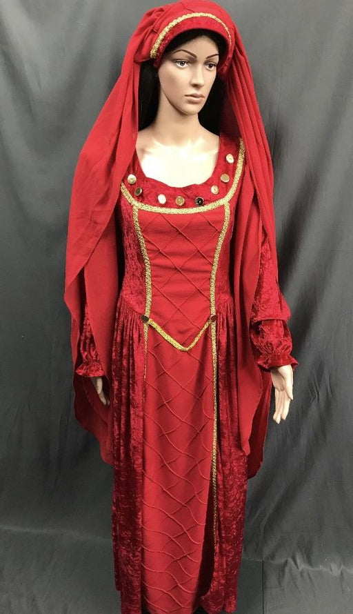 Medieval Red and Gold Noble Lady Dress - Hire - The Costume Company | Fancy Dress Costumes Hire and Purchase Brisbane and Australia
