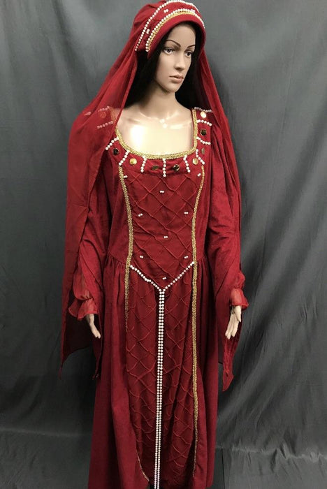 Medieval Red and Pearl Noble Lady Dress - Hire - The Costume Company | Fancy Dress Costumes Hire and Purchase Brisbane and Australia