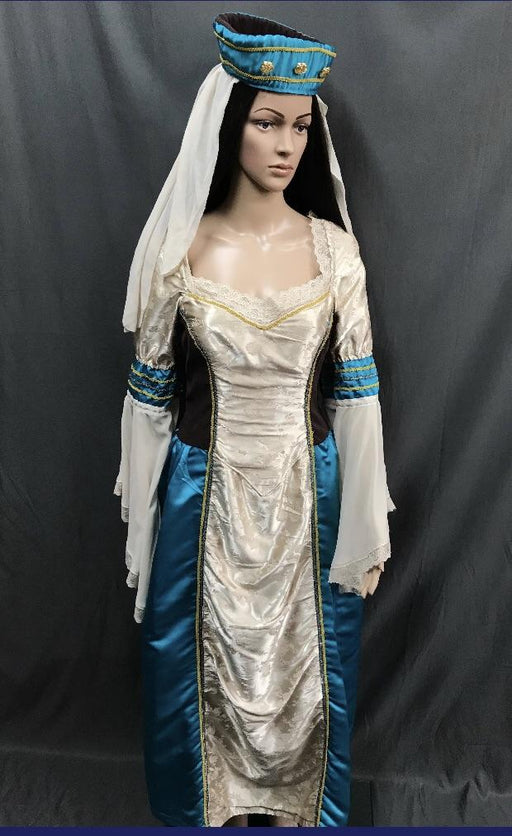 Medieval Silver and Aqua Noble Lady Dress - Hire - The Costume Company | Fancy Dress Costumes Hire and Purchase Brisbane and Australia