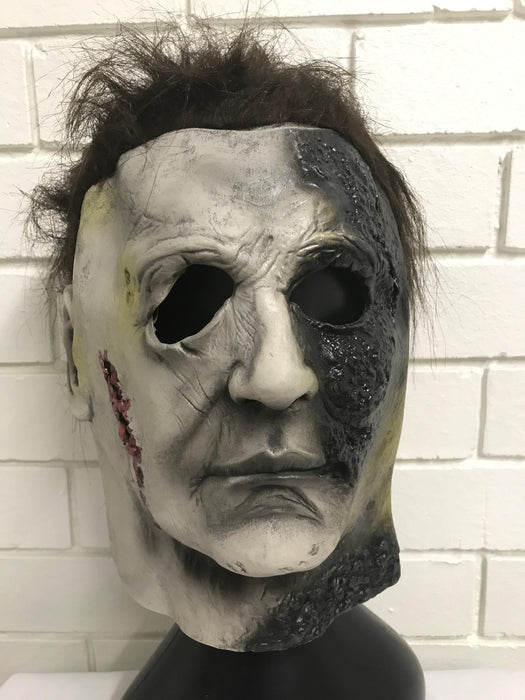 Michael Myers Burnt Face Latex Mask - The Costume Company