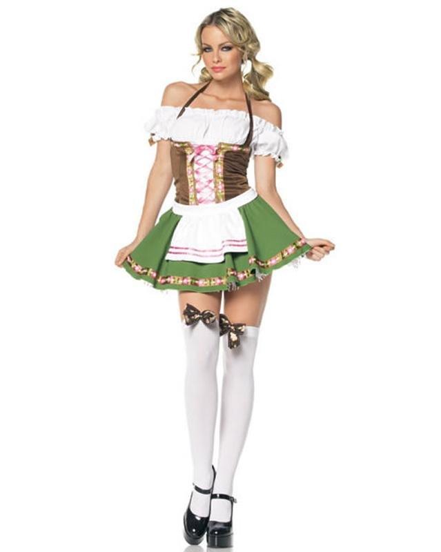 Oktoberfest Costume Hire - Dirndl Green German Girl Costume — The ...