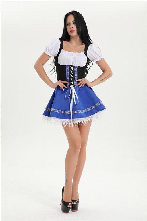 Oktoberfest Fraulein Black and Blue Dress - Plus Size - The Costume Company | Fancy Dress Costumes Hire and Purchase Brisbane and Australia