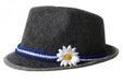 Oktoberfest - German Grey Costume Hat with Flower - The Costume Company | Fancy Dress Costumes Hire and Purchase Brisbane and Australia