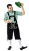 Oktoberfest Suede Look Men's Black Lederhosen with Pockets and Green Shirt - The Costume Company | Fancy Dress Costumes Hire and Purchase Brisbane and Australia