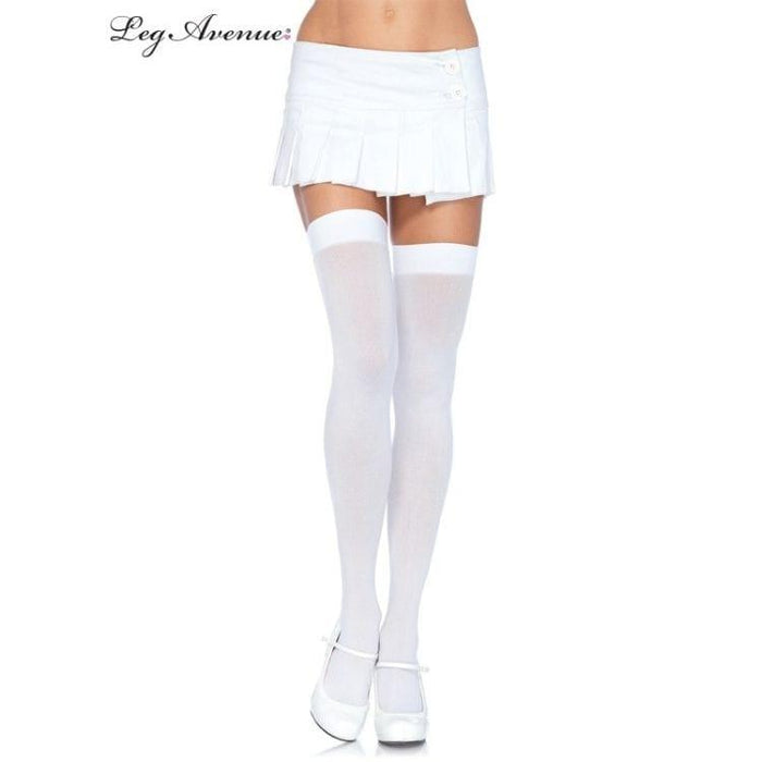 Opaque Nylon White Thigh Highs | Buy Online - The Costume Company | Australian & Family Owned 