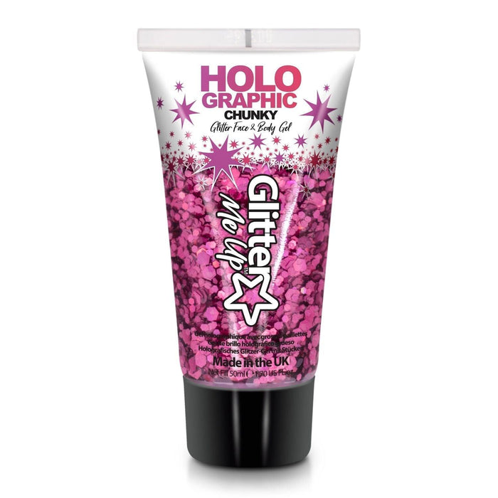 Princess Pink Holographic Chunky Glitter Gel 12ml - The Costume Company