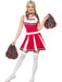 Vibrant red cheerleader costume at The Costume Company