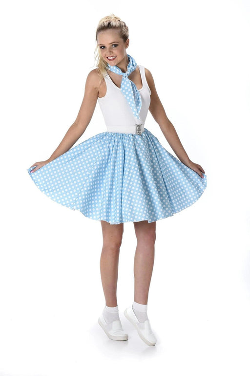 Rockabilly Blue Polka Dot Skirt - Buy Online Only - The Costume Company