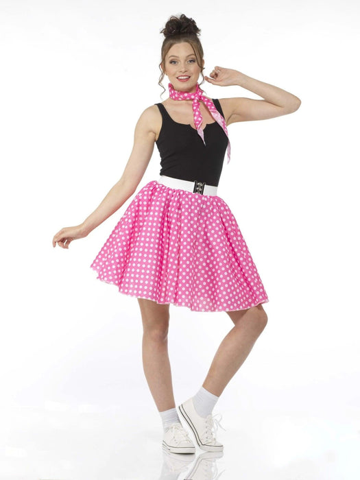 Rockabilly Pink Polka Dot Skirt - Buy Online Only - The Costume Company