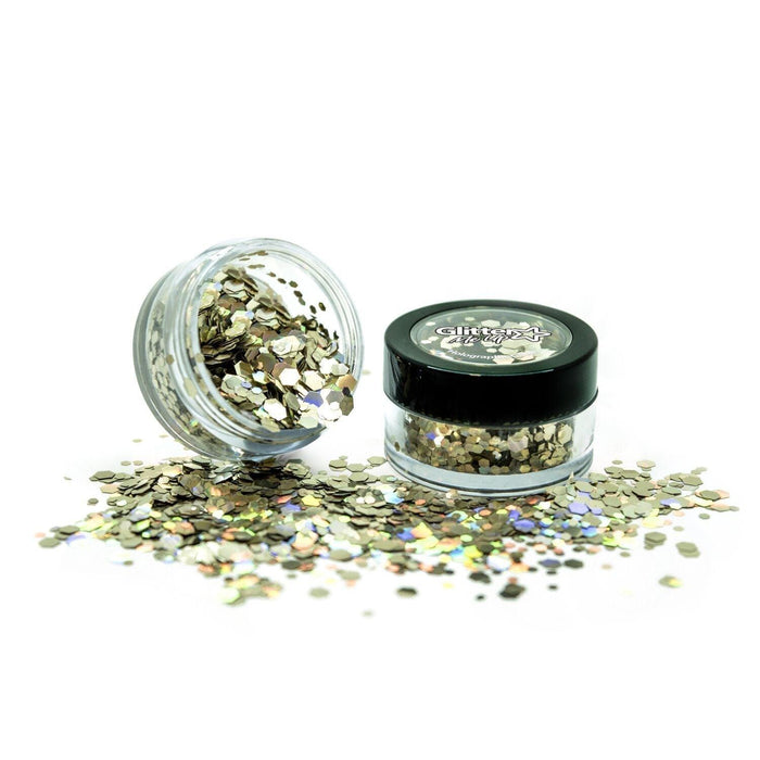 Rose Gold Holographic Chunky Glitter Pot - The Costume Company