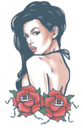 Biker Rose Pin Up Tattoo - The Costume Company | Fancy Dress Costumes Hire and Purchase Brisbane and Australia