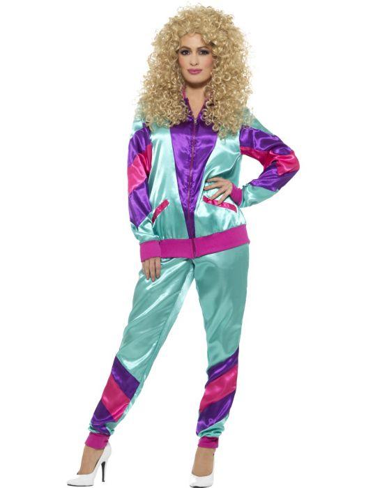 Shell Suit 1980s Height of Fashion Blue and Purple - Buy Online Only - The Costume Company