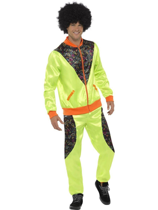 Shell Suit 1980s Tracksuit, Neon Green & Black - The Costume Company