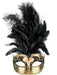 Sienna Black and Gold with Feathers Eye Mask - The Costume Company