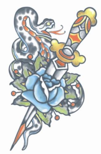 Snake and Dagger Vintage Tattoo - The Costume Company | Fancy Dress Costumes Hire and Purchase Brisbane and Australia