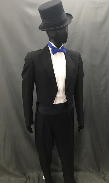 Suit Black Tails with Blue Tie - Hire - The Costume Company | Fancy Dress Costumes Hire and Purchase Brisbane and Australia