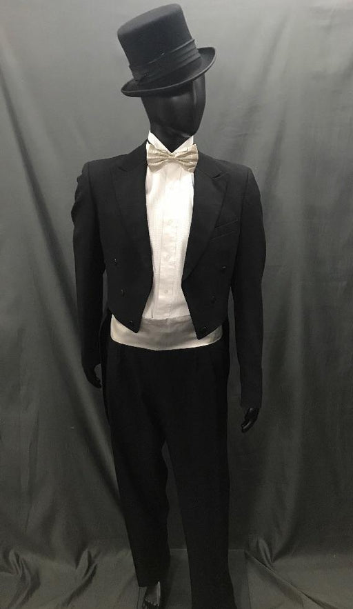 Suit Black Tails with Silver Tie - Hire - The Costume Company | Fancy Dress Costumes Hire and Purchase Brisbane and Australia