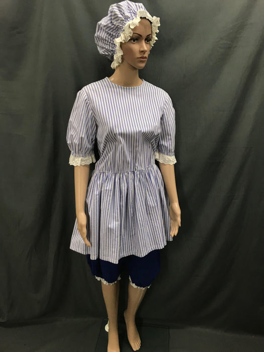 1920s Simmers Blue and White Stripe with Swim Cap - Hire - The Costume Company | Fancy Dress Costumes Hire and Purchase Brisbane and Australia