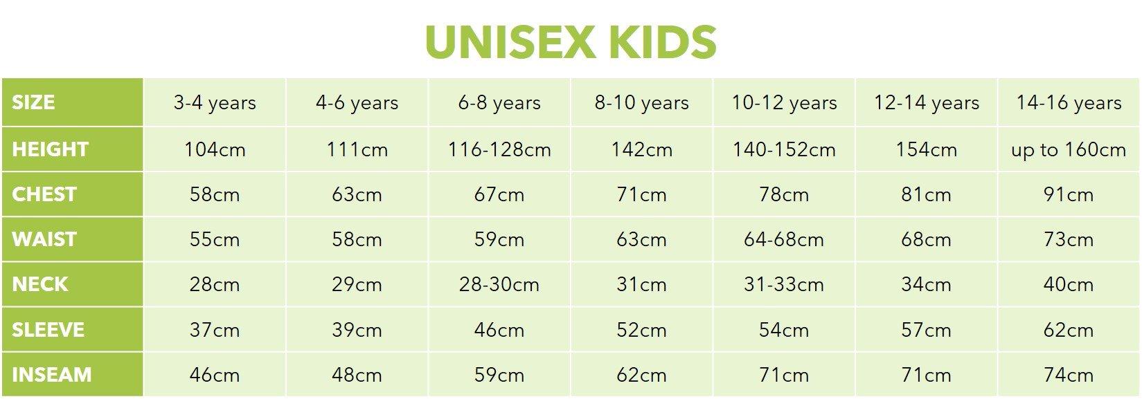 T-rex Dinosaur Costume SIZE CHART