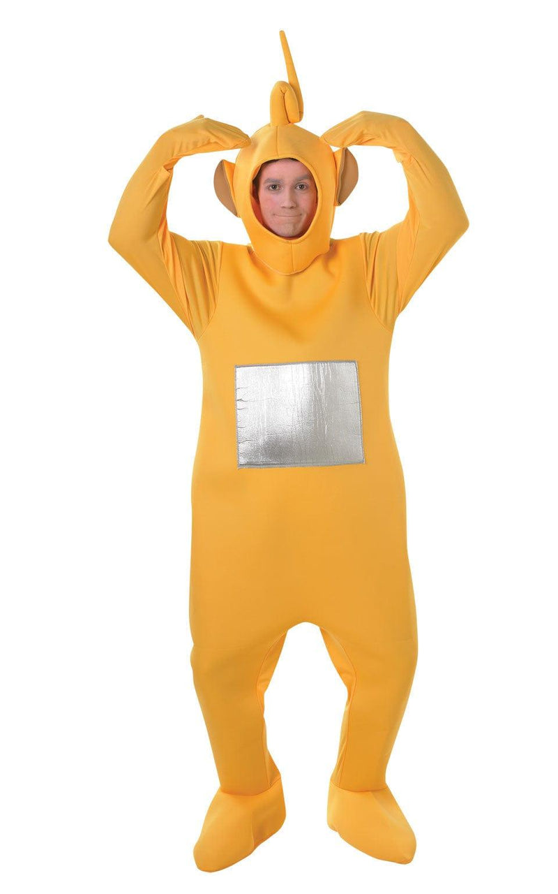 Laa-Laa Teletubbies Adult Costume with Hood and Symbol Attached