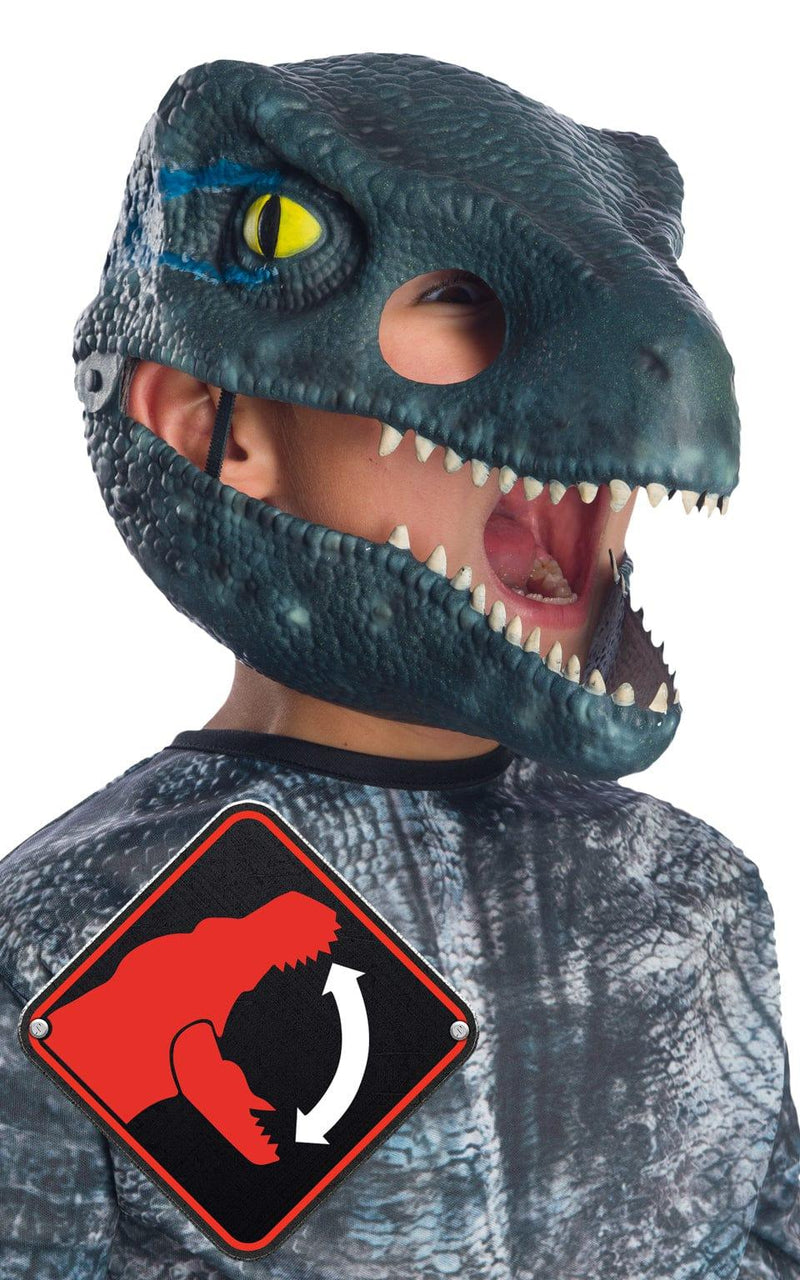 Velociraptor Blue Moveable Jaw Child Mask 