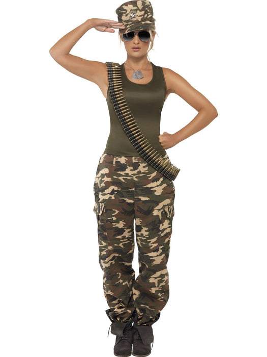 Combat Soldier Womens Khaki Camo Costume - Buy Online Only